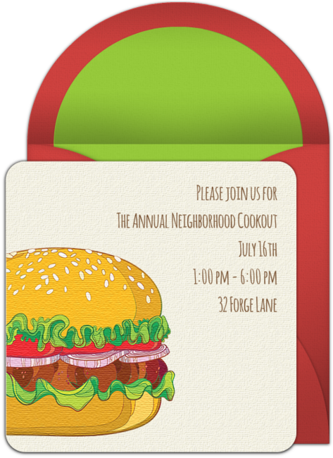 Burger Cookout Online Invitation - Cook Out (650x650), Png Download