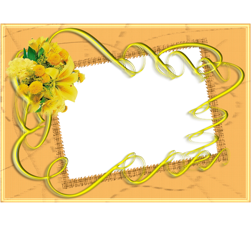 08 May 2011 - Moldura Com Flor Amarela (500x450), Png Download