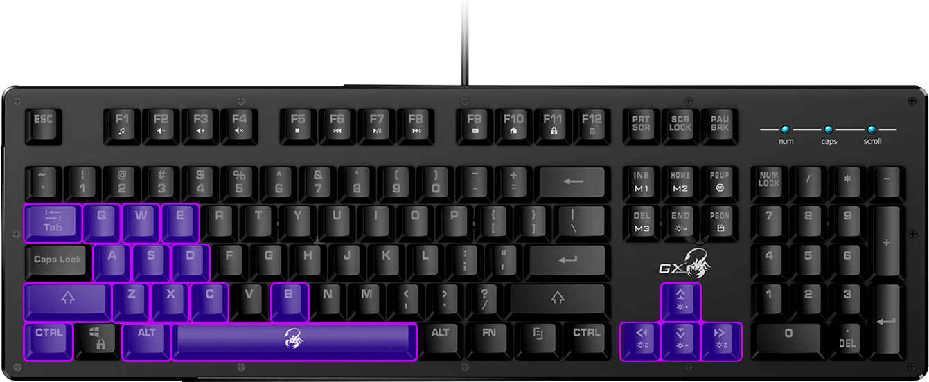 With 19 Anti-ghosting Keys Design, You Can Press Any - Genius Scorpion K10 Keyboard (1341x552), Png Download