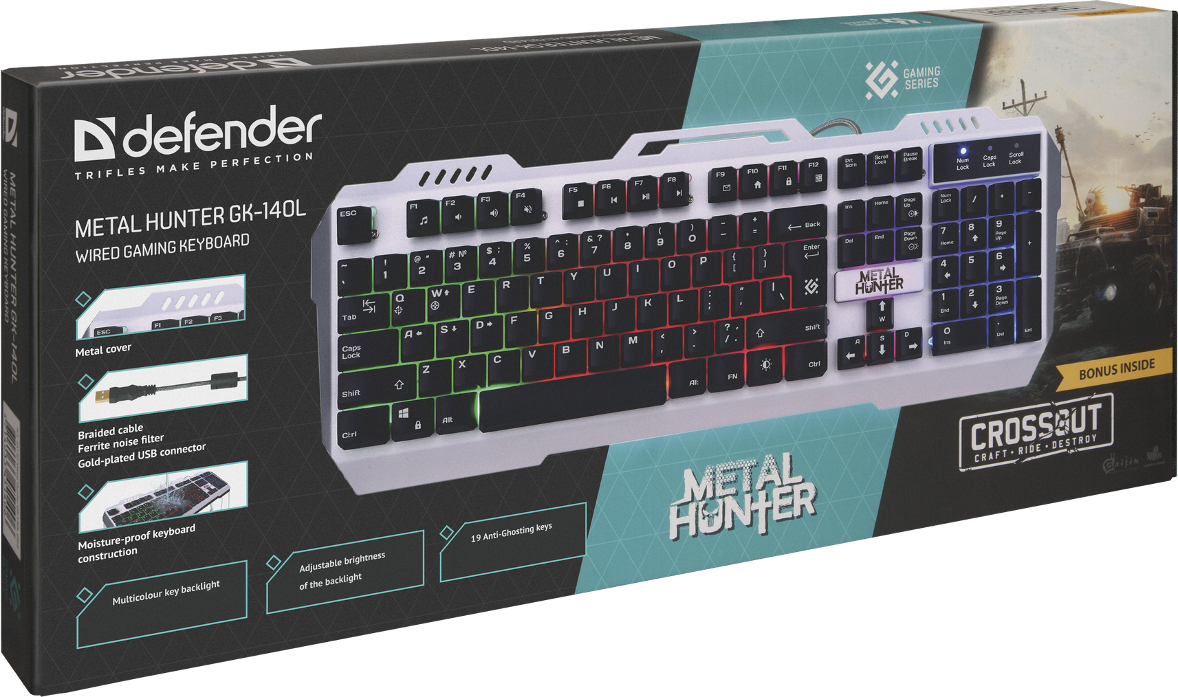 Wired Gaming Keyboard Defender Metal Hunter Gk 140l - Клавиатура Defender Metal Hunter Gk 140l (1713x1014), Png Download