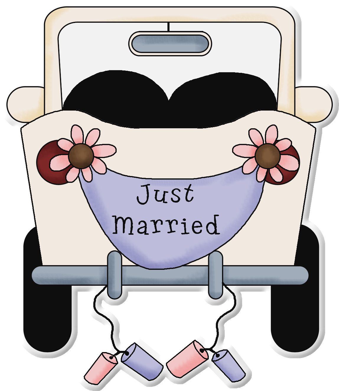 Photo By @selmabuenoaltran - Just Married, Car With Banner And Cans Card (1520x1573), Png Download