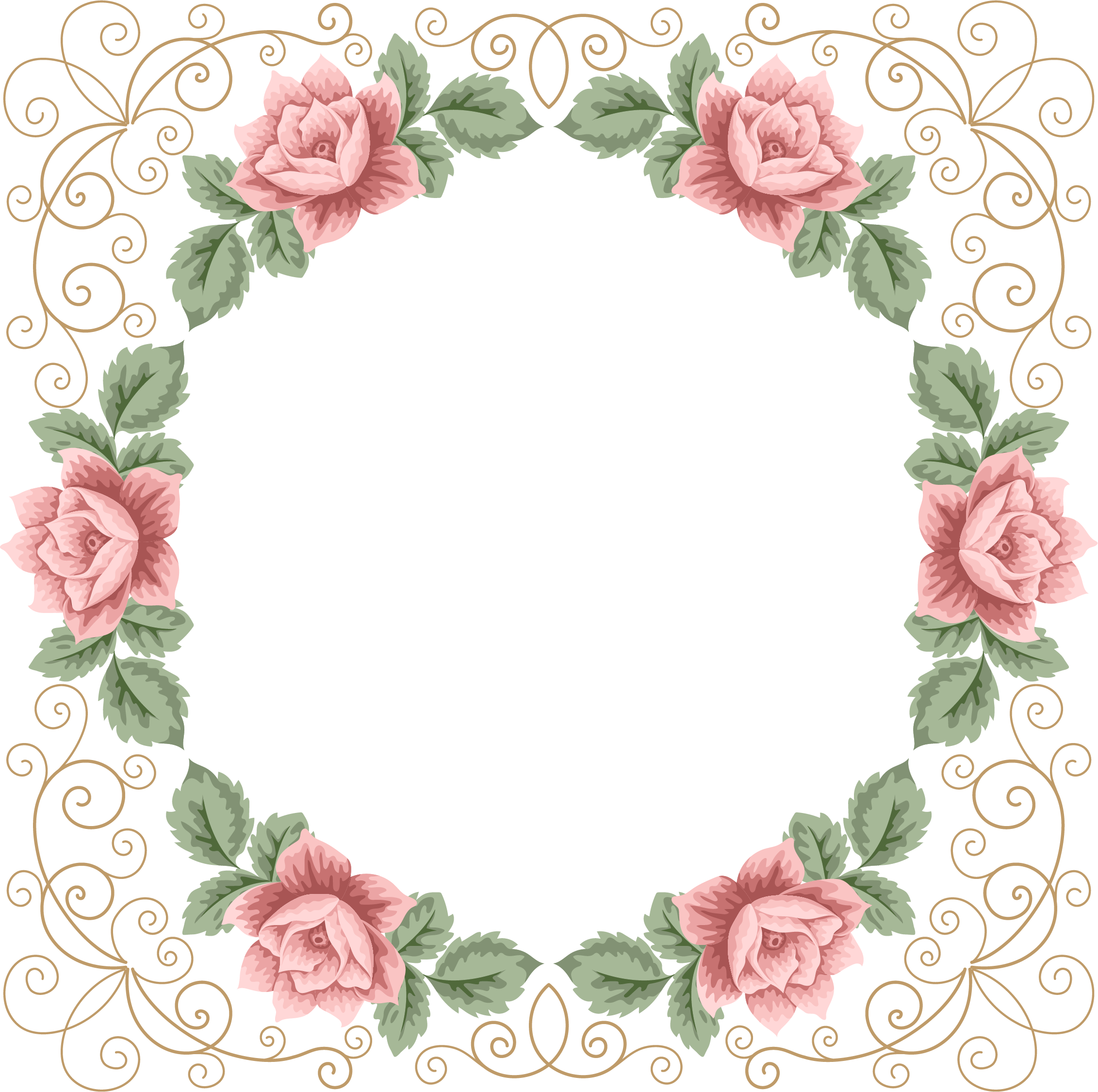 Freedesignfile Com Floral Frame Decoupage Flowers Pinterest - Moldura Rosê Casamento (2263x2250), Png Download