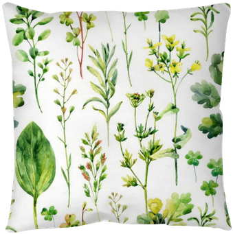 Watercolor Meadow Weeds And Herbs Seamless Pattern - Watercolor Painting (400x400), Png Download