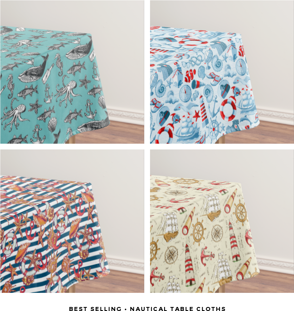 Muscheln Und Anker-muster Tischdecke (1060x1157), Png Download