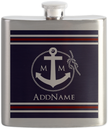 Navy Nautical Rope And Anchor Monogram Flask Nautical - Create Your Own Personalized Navy Nautical Rope (460x460), Png Download