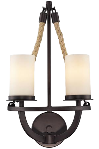 Elk Lighting-63040-2-natural Rope - Two Light Wall (319x479), Png Download