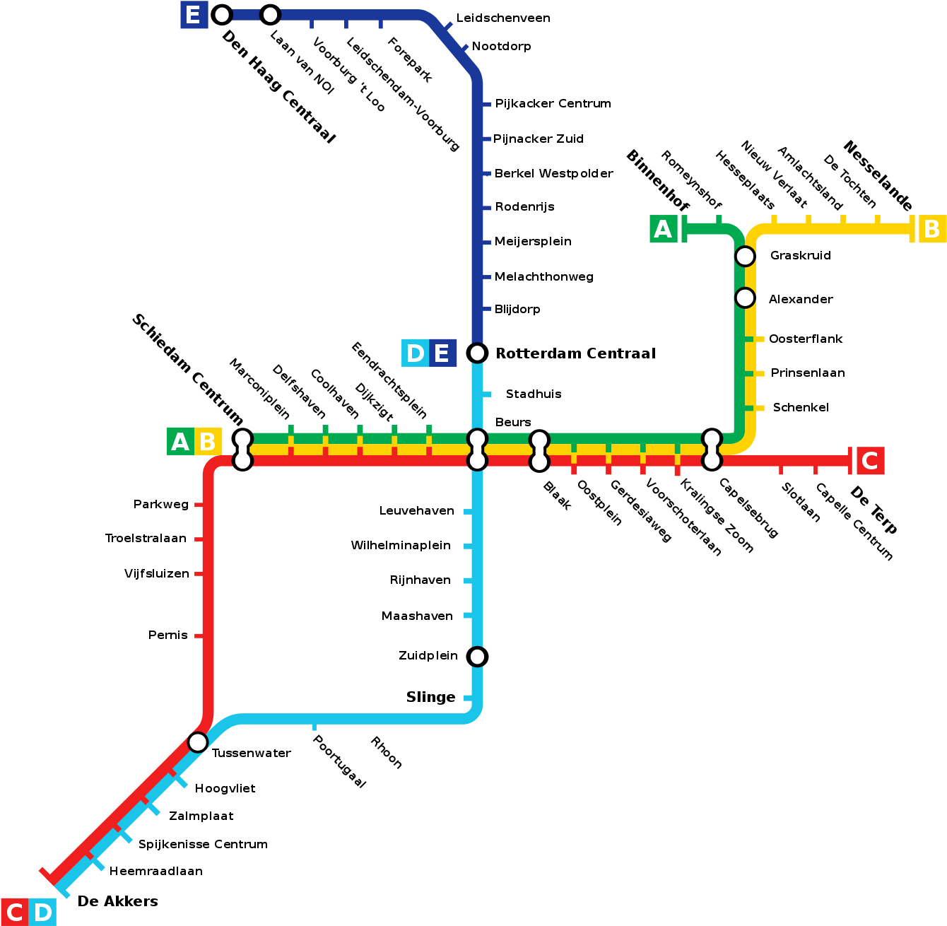 Metro Map Of Rotterdam Full Resolution - Rotterdam Metro Netherlands Metro Map (2000x1500), Png Download