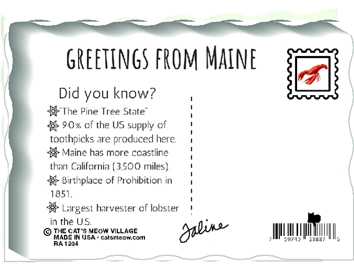 State Flag Postcard Maine The Cats Meow Village Png - Black-and-white (1000x829), Png Download