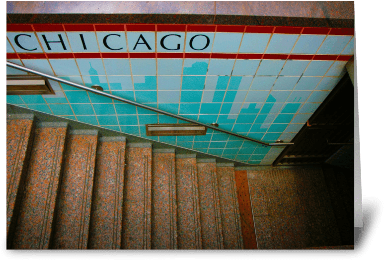 Chicago Subway Station Greeting Card - Chicago (848x698), Png Download