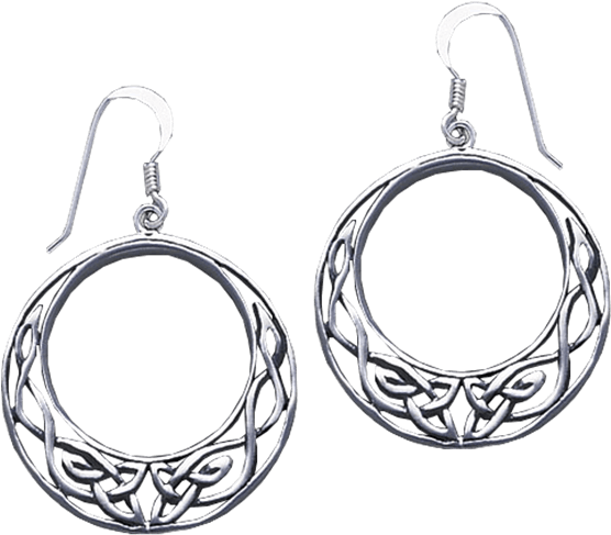 White Bronze Open Circle Celtic Knot Earrings - "open Circle Celtic Knot Earrings" (555x555), Png Download