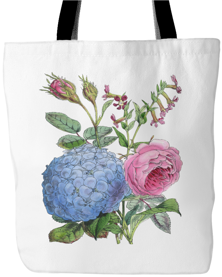 V=1491932317 - 1850's Antique English Floral Rose Bouquet Print (1024x1024), Png Download