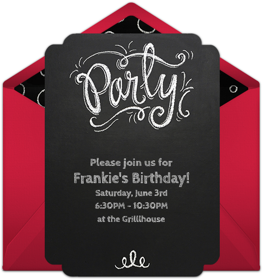Party Chalkboard Red Online Invitation - Party (650x650), Png Download