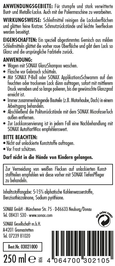 Sonax Limpiador De Pinturas - 03022-000 (662x882), Png Download