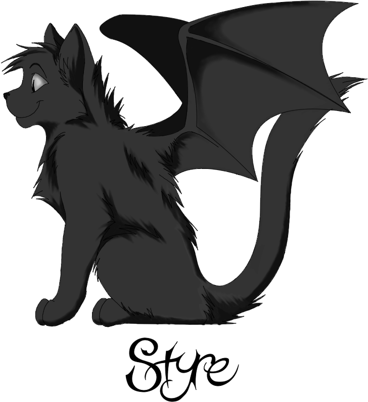 Demon Cat Styre - Black Cat With Wings (774x845), Png Download