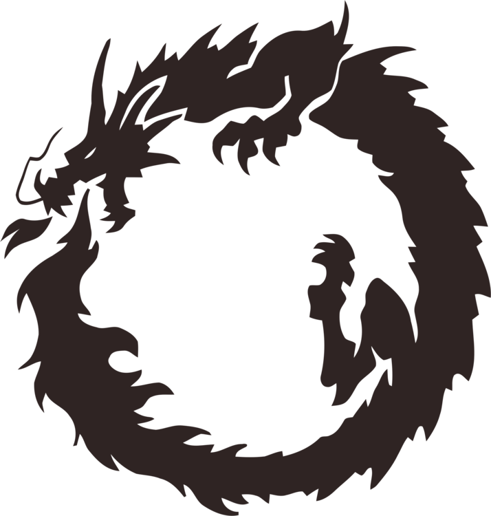 Ouroboros Chinese Dragon Japanese Dragon Drawing Free - Japanese Dragon Shower Curtain (714x750), Png Download