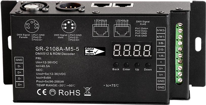 16bit Dmx Pwm Decoder For Stage Lights, View Computer - Led Controller Sr-2108a-m5-3 Dmx / Rdm 5x8a - Pwm Select (1000x619), Png Download