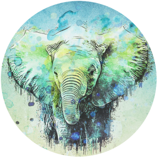 Watercolor Elephant Round Mousepad - Watercolor Elephant (500x500), Png Download