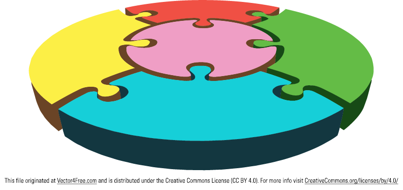 Free Circular Puzzle Vector - 5 Puzzle Pieces Png (829x392), Png Download