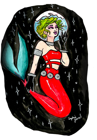 Space Mermaid Sticker - Storenvy (414x596), Png Download