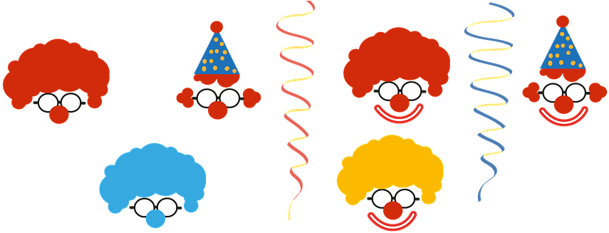 Clown Carnival Deco Children Funny Colorfu (964x340), Png Download