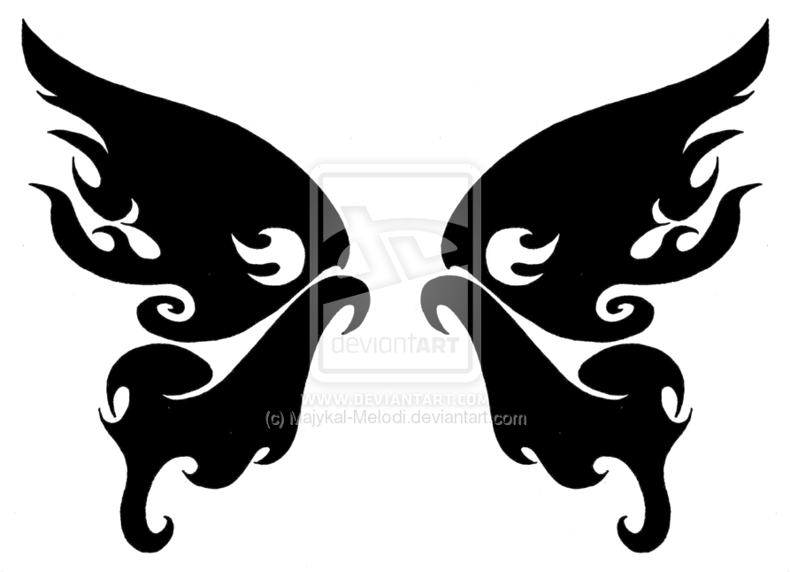 Black Ink Fairy Wings Tattoos Design - Fairy Wings Png Black (900x645), Png Download