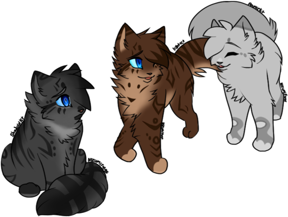 Shadowkit , Lightkit And Pouncekit By Nizumifangs - Warriors Shadowkit Lightkit Pouncekit (1024x640), Png Download