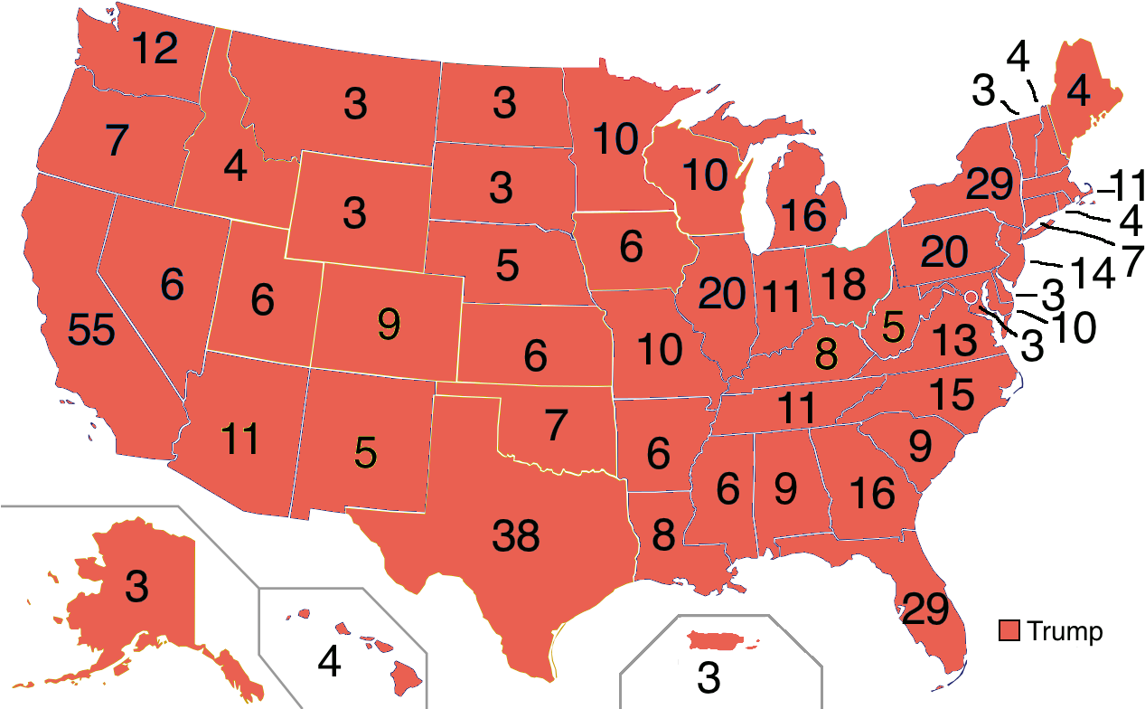 2020 Electoral Map President Trump - Corporal Punishment States (1280x791), Png Download