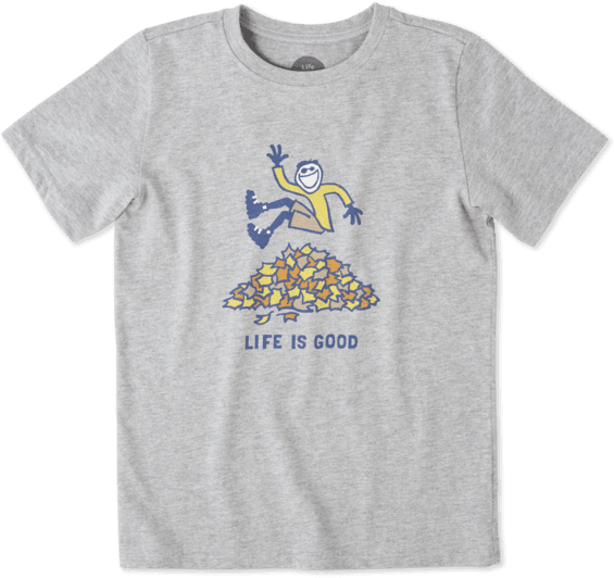 Boys Jake Leaf Pile Crusher Tee - Life Is Good Boys Jake Leaf Pile Crusher Tee (570x570), Png Download