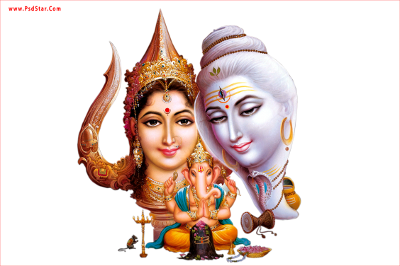 Shiva Parvati And Gensha - Shiv Parvati (564x376), Png Download