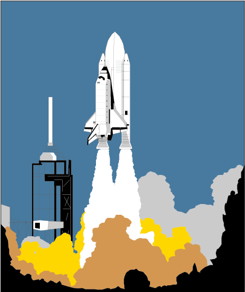Rocket Pad Clip Art - Space Shuttle Launch Clipart (842x596), Png Download