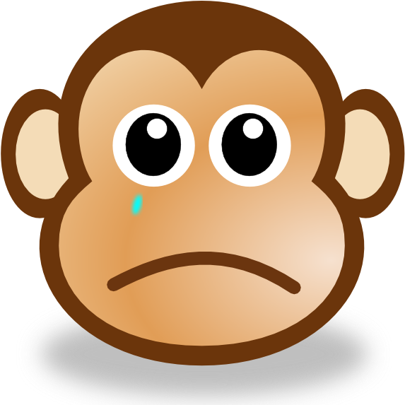 Sad Emoji Clipart Large - Monkey Face Cartoon (600x596), Png Download