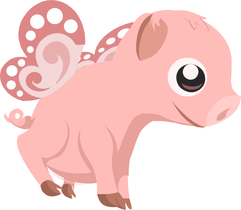 Domestic Pig Piglet Dark Lord Chuckles The Silly Piggy - Flying Pig Clipart Png (390x340), Png Download
