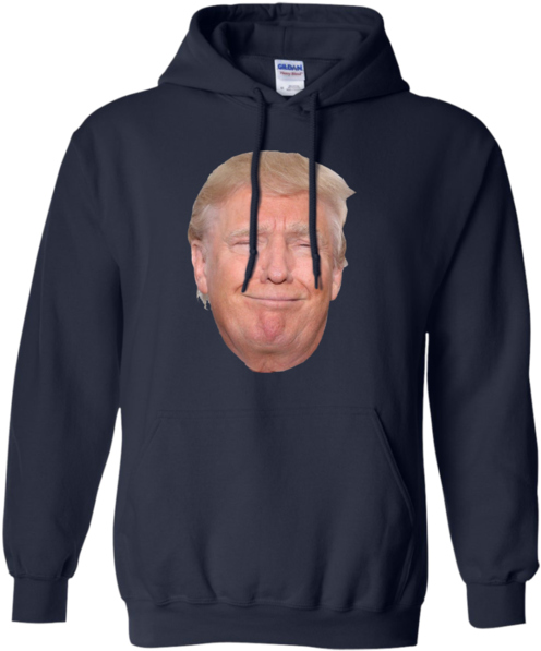 Donald Trump Head Funny Smiling Face Tshirt M/h/w - Anime Yu-gi-oh Rare Blue Eyes White Dragon Hooded Sweater (600x600), Png Download