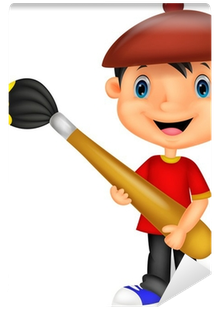 Little Boy Is Painting With Paintbrush Wall Mural • - Display Pintando O Sete (400x400), Png Download