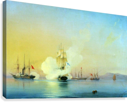 Fight On November - Battle Of Fregate Flora Against Turkish Steamships (429x342), Png Download