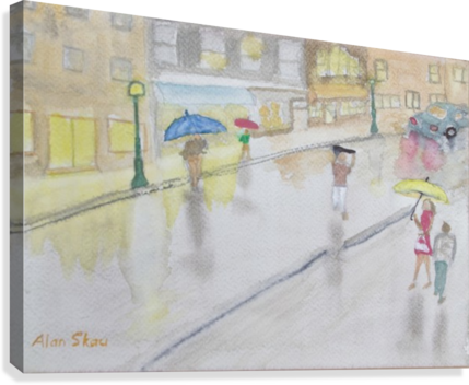 Rainy Day - Painting (429x352), Png Download