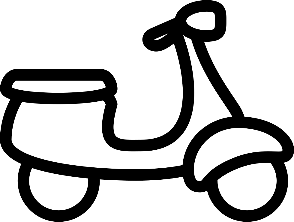 Motorcycle Comments - Scooter Cartioon Black And White (980x740), Png Download