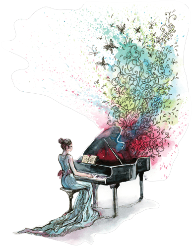 100cm 130cm - Person Playing Piano Drawing (500x500), Png Download