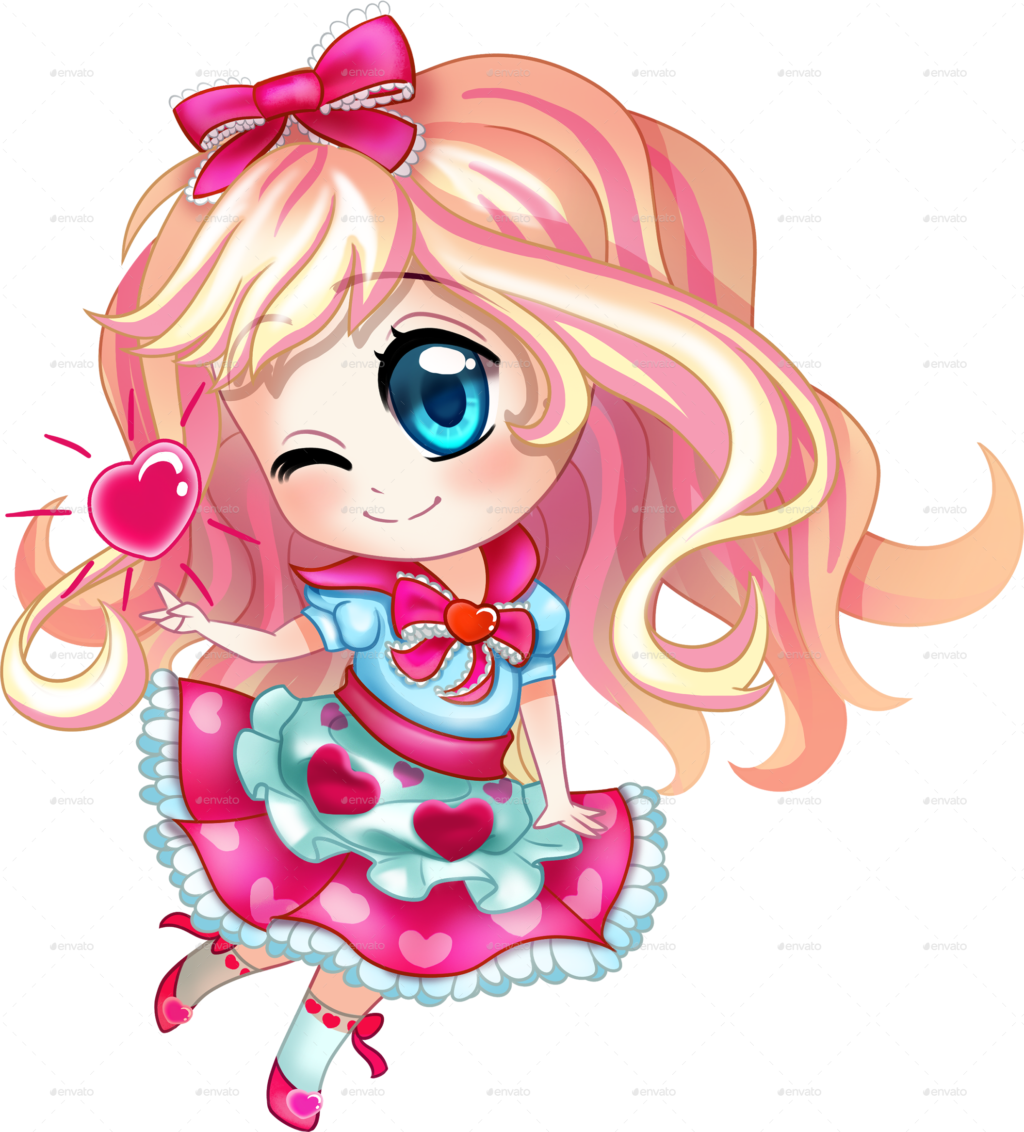 Blonde By Ennaclover Graphicriver - Chibi Girl (2111x2333), Png Download