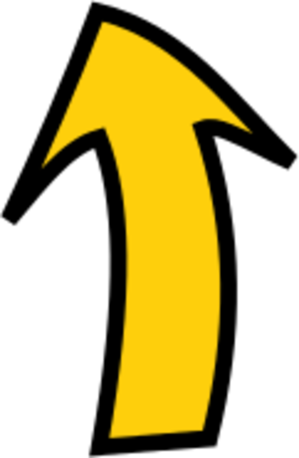 Arrow Pointing Up - Yellow Curved Arrow Clipart (600x917), Png Download