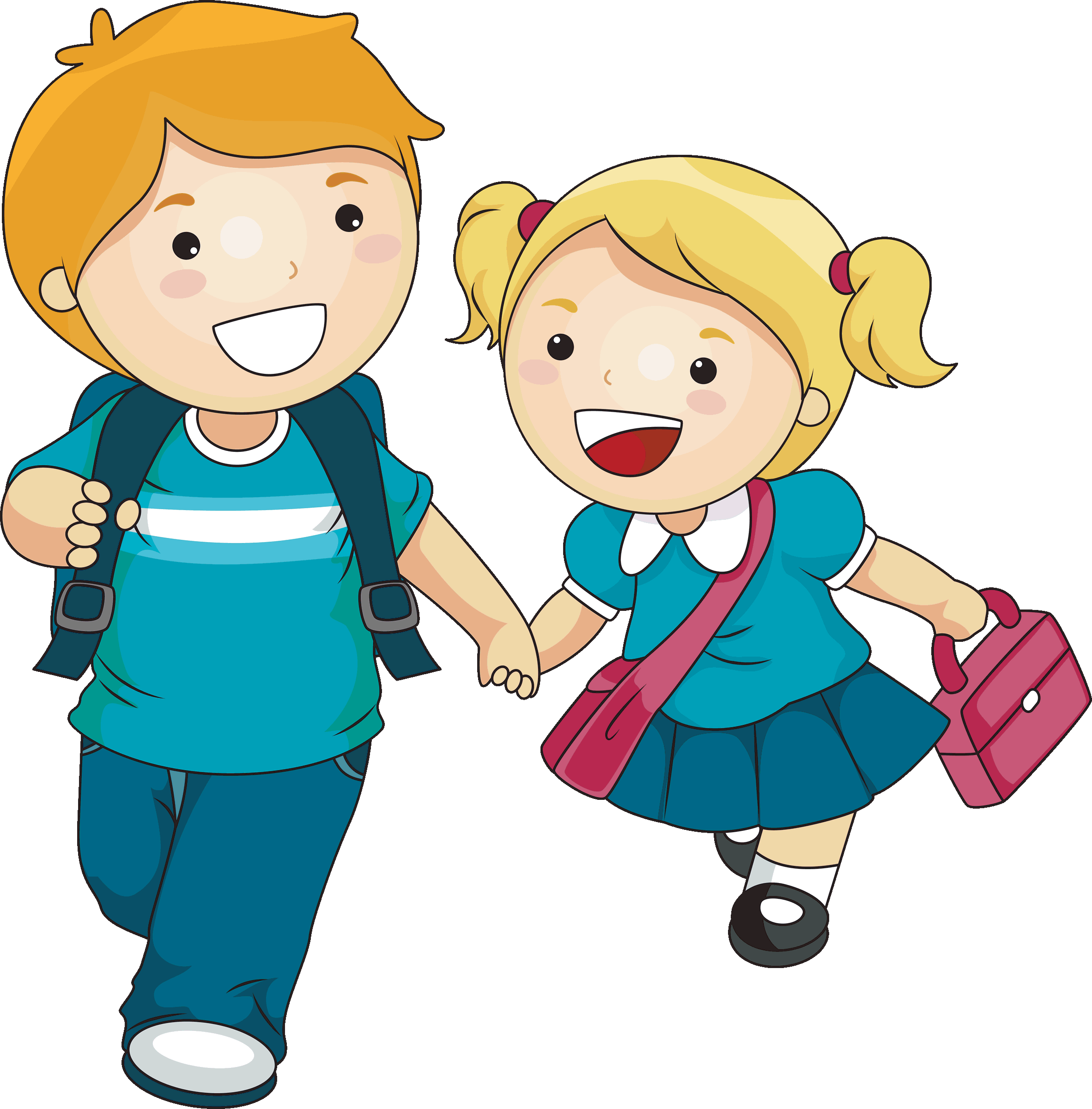 School Children Clipart Png - Brother And Sister Cartoon (2364x2400), Png Download