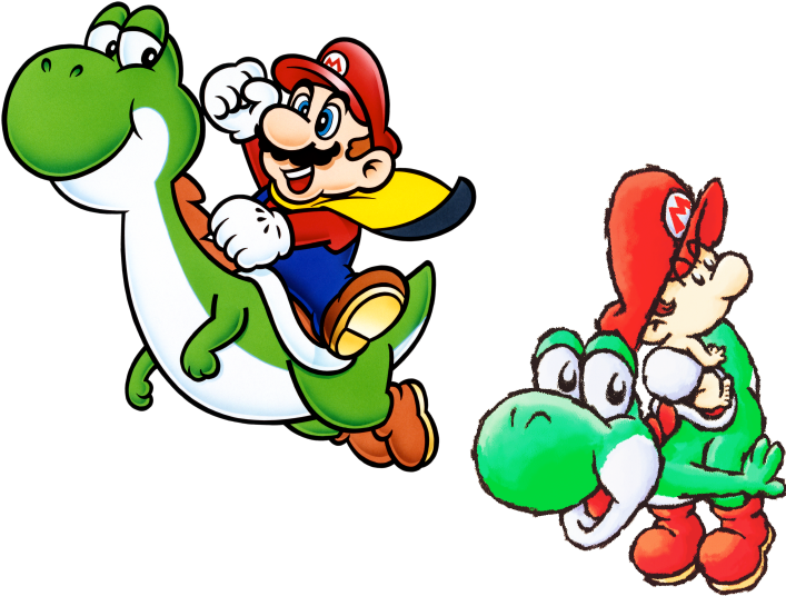 Super Mario World And Super Mario World - Mario And Yoshi Snes (720x555), Png Download