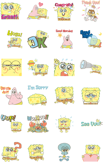 Adorable Little Spongebob Squarepants - Spongebob Line Stickers (420x673), Png Download