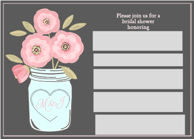 Error Message - Mason Jar Bridal Shower Invitations, Watercolor Flowers, (400x400), Png Download