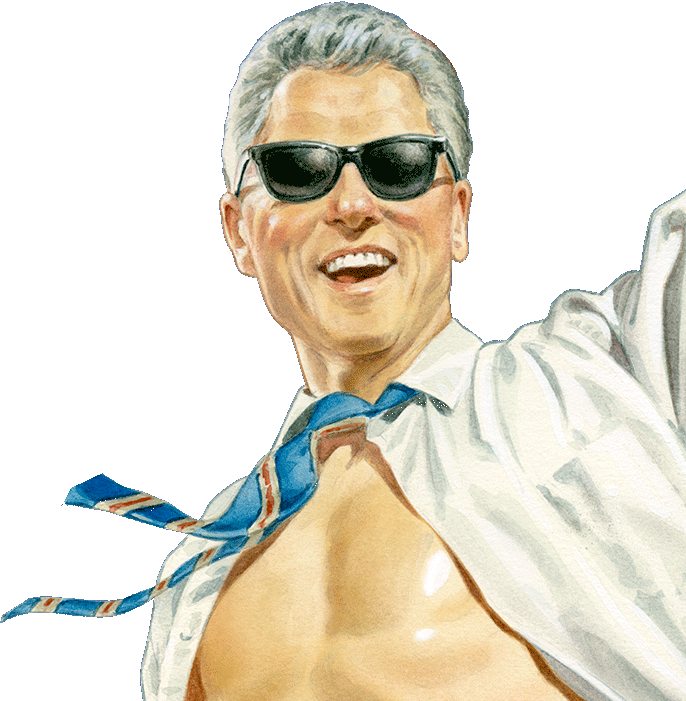 Bill Clinton Png - Funny Bill Clinton Painting (686x701), Png Download