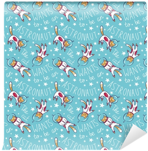 Funny Cat Astronaut In Space, Vector Seamless Pattern - Duck (400x400), Png Download
