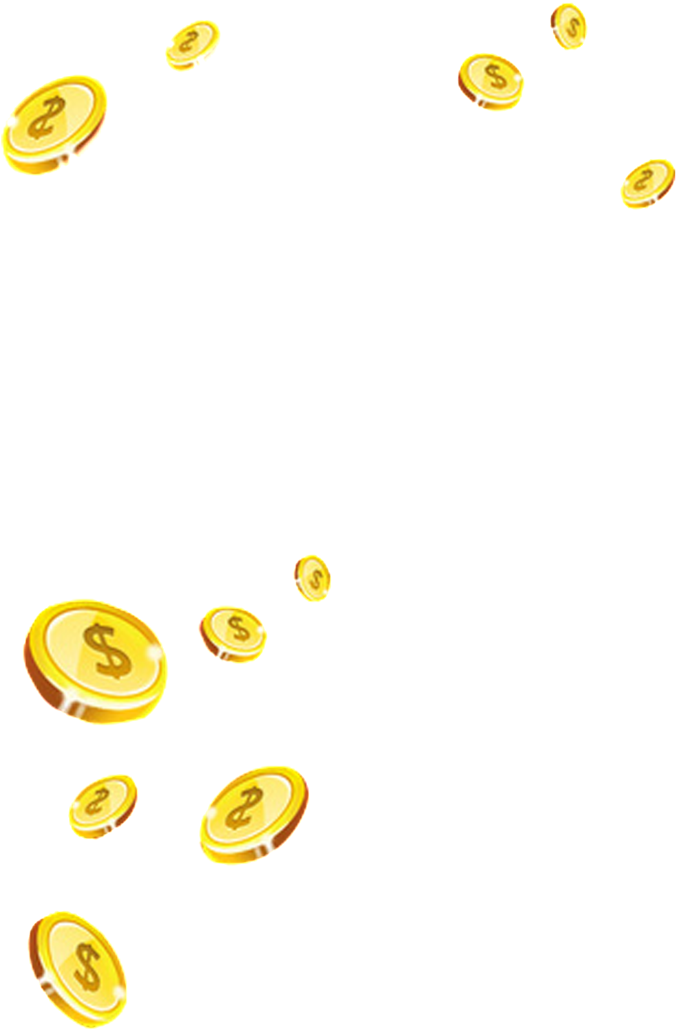 Floating Gold Coin - Flying Coins Png (1024x2041), Png Download