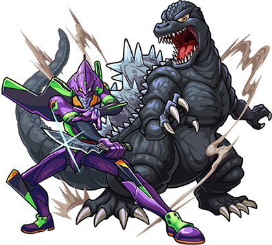 2114 - Godzilla Evangelion Monster Strike (396x356), Png Download