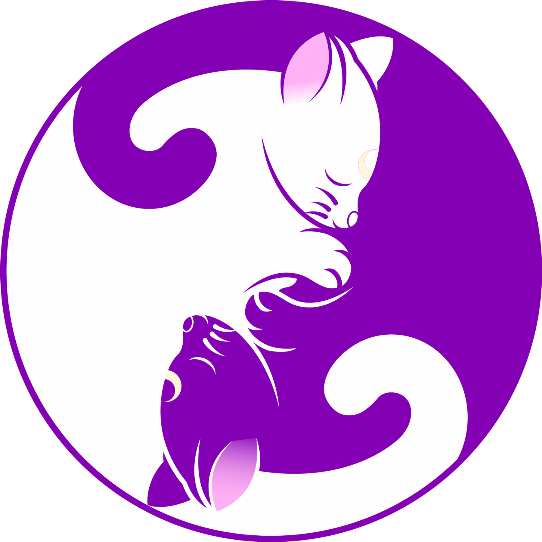 Cat Yin Yang Kitten Symbol Purple 1539610 - Gatos De Sailor Moon (2000x2000), Png Download