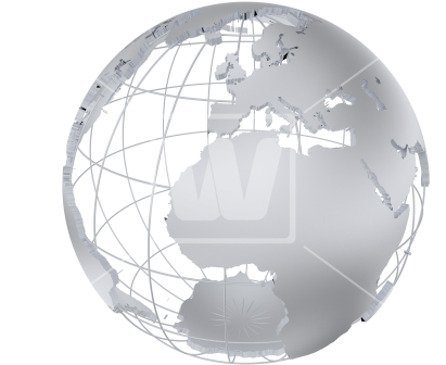 Silver Metal Globe - Silver Globe Transparent Background (550x366), Png Download